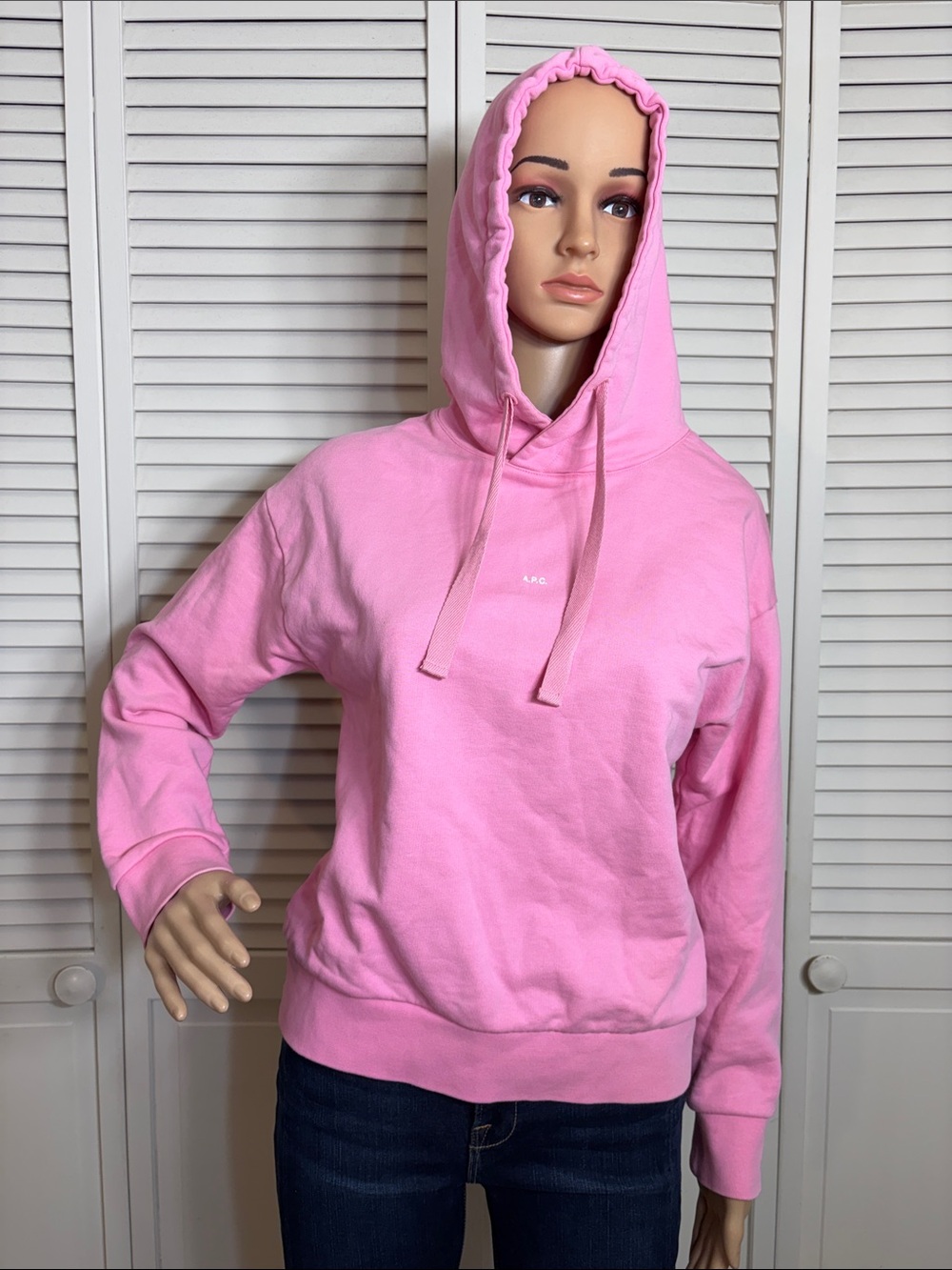 A.P.C. Bubblegum Pink Hooded Organic Cotton Sweatshirt Small
